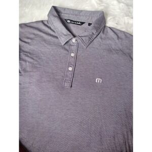 Travis Mathew Polo Shirt Mens Large Purple Striped Golf Tennis Pickleball‎